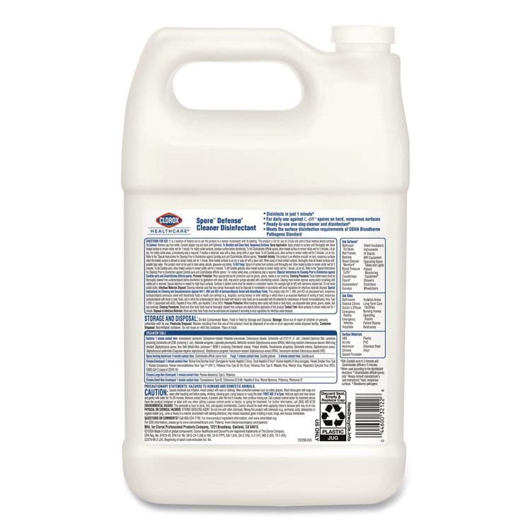 CLOROX SALES CO. Spore Defense Cleaner Disinfectant, Closed System, 1 gal Refill Bottle, 4/Carton (CLO32122) thumbnail 4