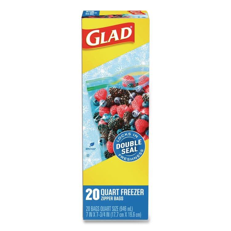 CLOROX SALES CO. Zipper Food Storage Plastic Bags, Freezer Bags, Quart Size, 7.75 x 8.44, Clear, 20 Bags/Box, 12 Boxes/Carton (CLO57035) thumbnail 2