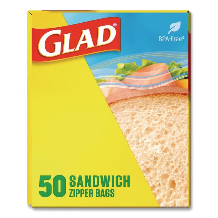CLOROX SALES CO. Zipper Food Storage Plastic Sandwich Bags, 6.63 x 5.88, Clear, 50 Bags/Box, 12 Boxes/Carton (CLO57263) thumbnail 3
