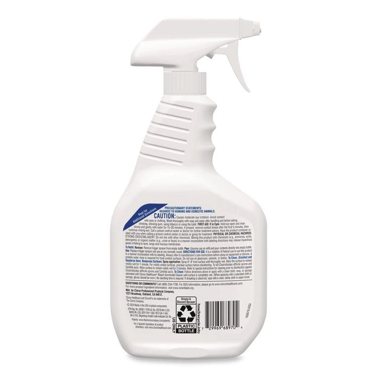 CLOROX SALES CO. Bleach Germicidal Cleaner, 32 oz Spray Bottle, 6/Carton (CLO68970) thumbnail 3