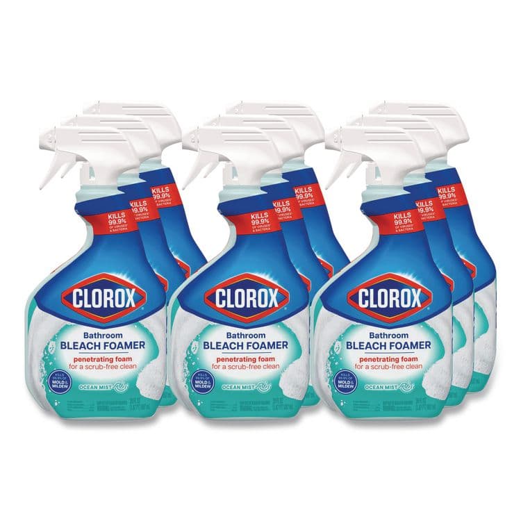 CLOROX SALES CO. Bathroom Foamer with Bleach, Ocean Mist, 30 oz Spray Bottle, 9/Carton (CLO30614)