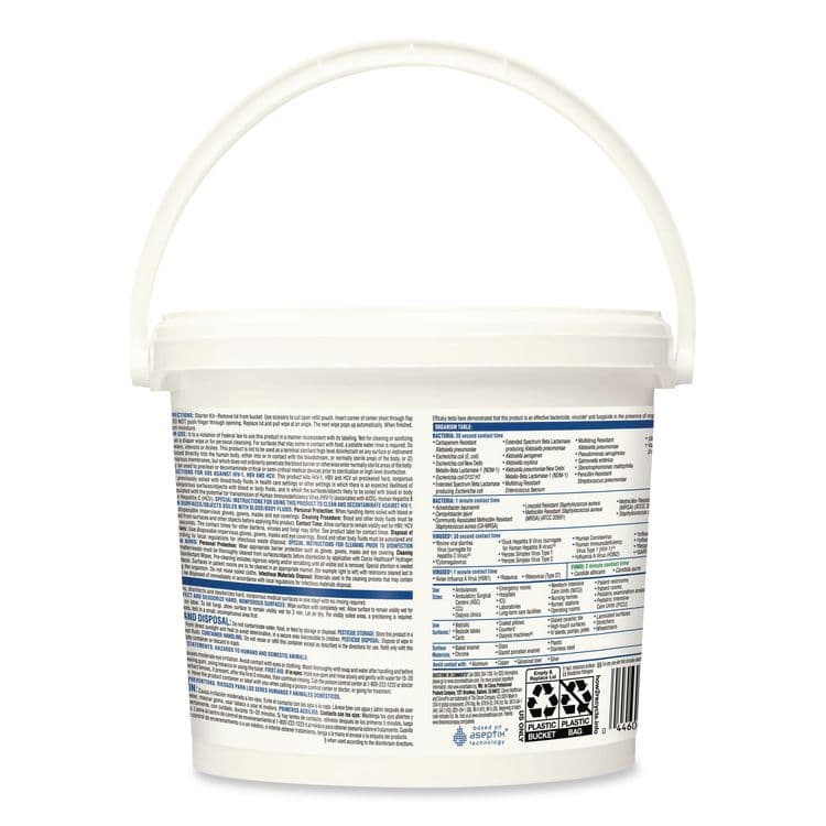 CLOROX SALES CO. Hydrogen Peroxide Cleaner Disinfectant Wipes, 12 x 11, Unscented, White, 185/Bucket, 2 Buckets/Carton (CLO30826) thumbnail 4