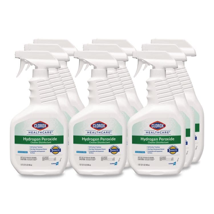 CLOROX SALES CO. Hydrogen-Peroxide Cleaner/Disinfectant, 32 oz Spray Bottle, 9/Carton (CLO30828)
