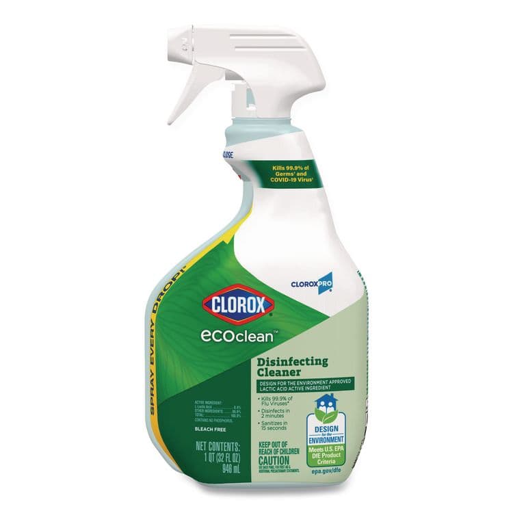 CLOROX SALES CO. Clorox Pro EcoClean Disinfecting Cleaner, Unscented, 32 oz Spray Bottle (CLO60213)