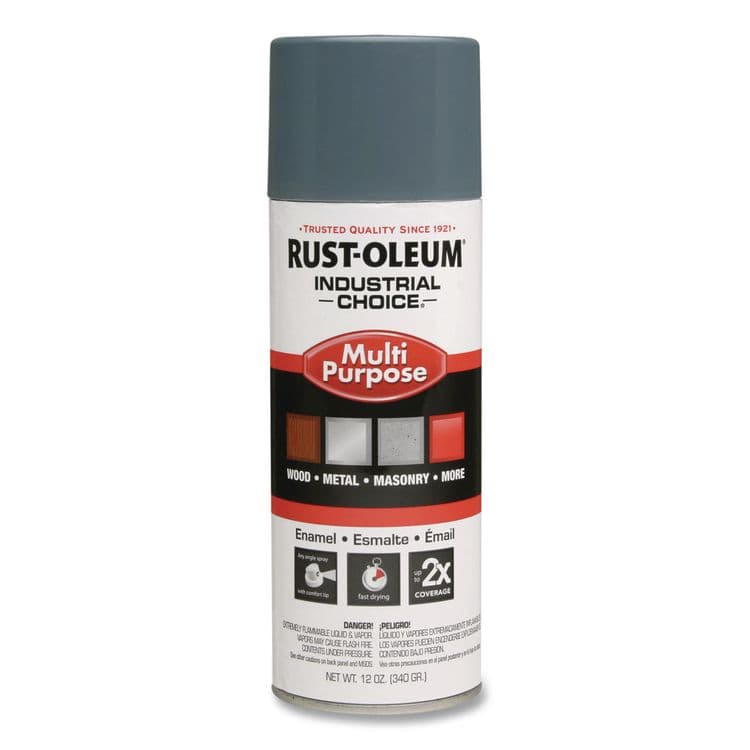 RUST-OLEUM CORPORATION Industrial Choice 1600 System Multi-Purpose Enamel Spray Paint, Gloss Machinery Gray, 12 oz Aerosol Can, 6/Carton (RST202214)