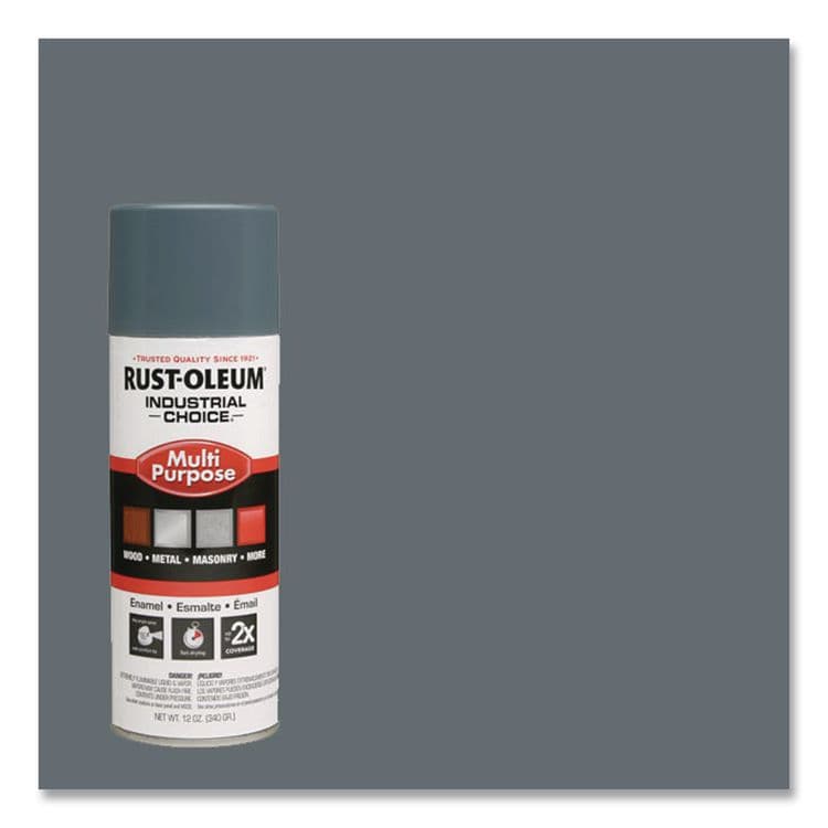 RUST-OLEUM CORPORATION Industrial Choice 1600 System Multi-Purpose Enamel Spray Paint, Gloss Machinery Gray, 12 oz Aerosol Can, 6/Carton (RST202214) thumbnail 3