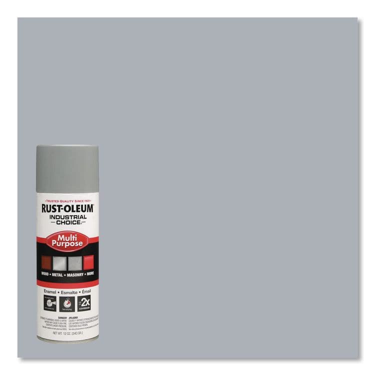 RUST-OLEUM CORPORATION Industrial Choice 1600 System Multi-Purpose Enamel Spray Paint, Gloss ANSI 61 Light Gray, 12 oz Aerosol Can, 6/Carton (RST214645) thumbnail 3