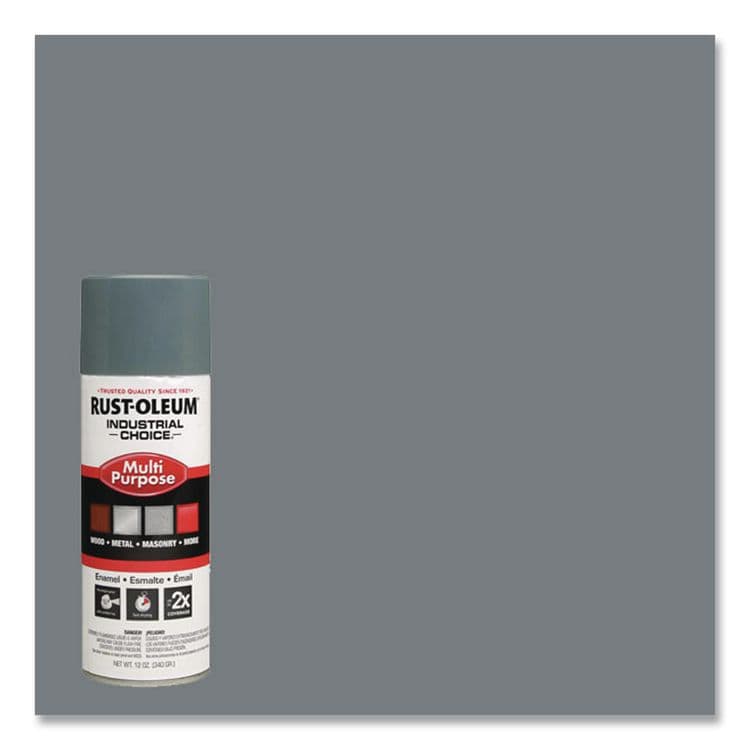 RUST-OLEUM CORPORATION Industrial Choice 1600 System Multi-Purpose Enamel Spray Paint, Gloss ANSI 49 Medium Light Gray, 12 oz Aerosol Can, 6/Carton (RST214646) thumbnail 3