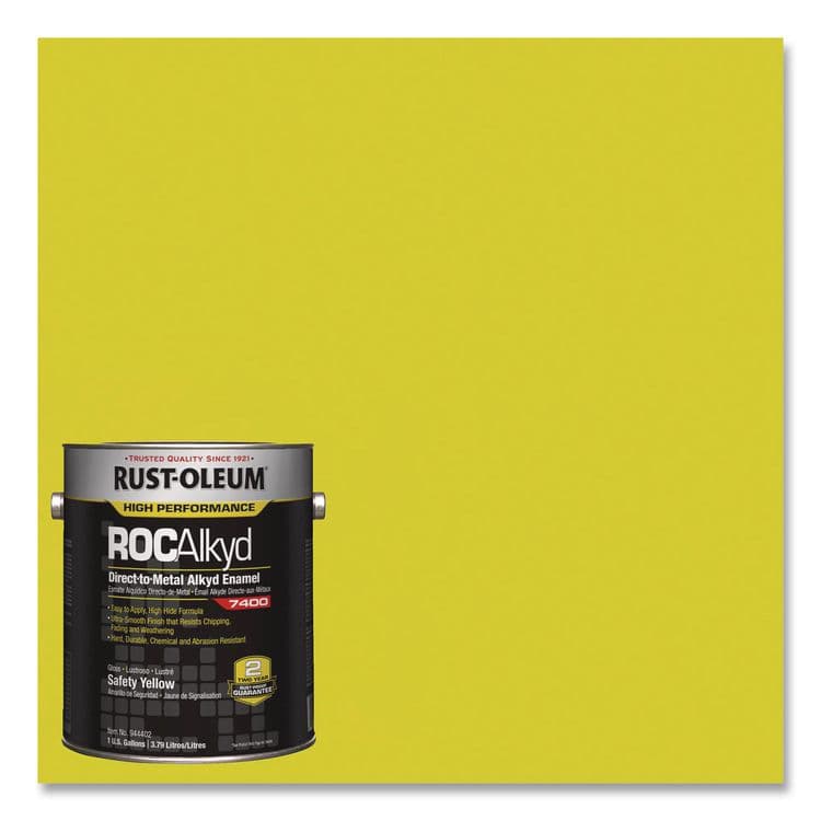 RUST-OLEUM CORPORATION High Performance 7400 System 450 VOC DTM Alkyd Enamel Paint, Gloss Safety Yellow, 1 gal. Bucket/Pail, 2/Carton (RST944402) thumbnail 3