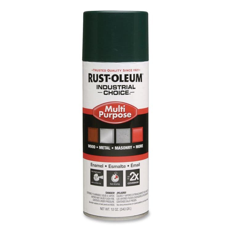 RUST-OLEUM CORPORATION Industrial Choice 1600 System Multi-Purpose Enamel Spray Paint, Gloss Green, 12 oz Aerosol Can, 6/Carton (RST1638830)