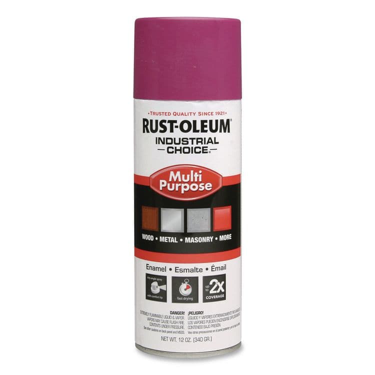 RUST-OLEUM CORPORATION Industrial Choice 1600 System Multi-Purpose Enamel Spray Paint, Gloss Purple, 12 oz Aerosol Can, 6/Carton (RST1670830)