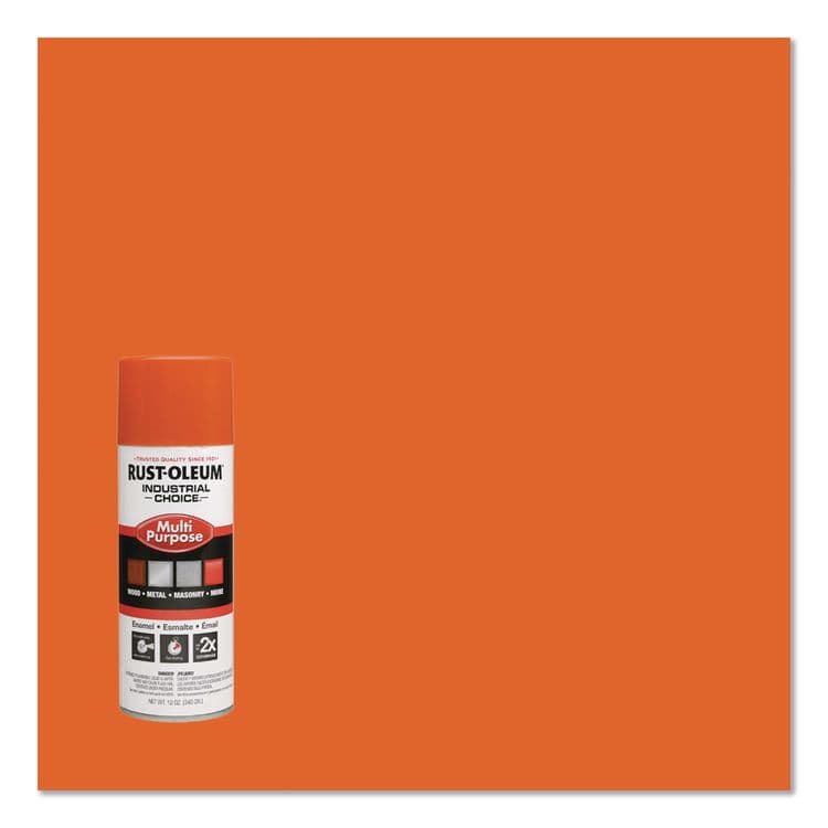RUST-OLEUM CORPORATION Industrial Choice 1600 System Multi-Purpose Enamel Spray Paint, Gloss Orange, 12 oz Aerosol Can, 6/Carton (RST1653830V) thumbnail 3