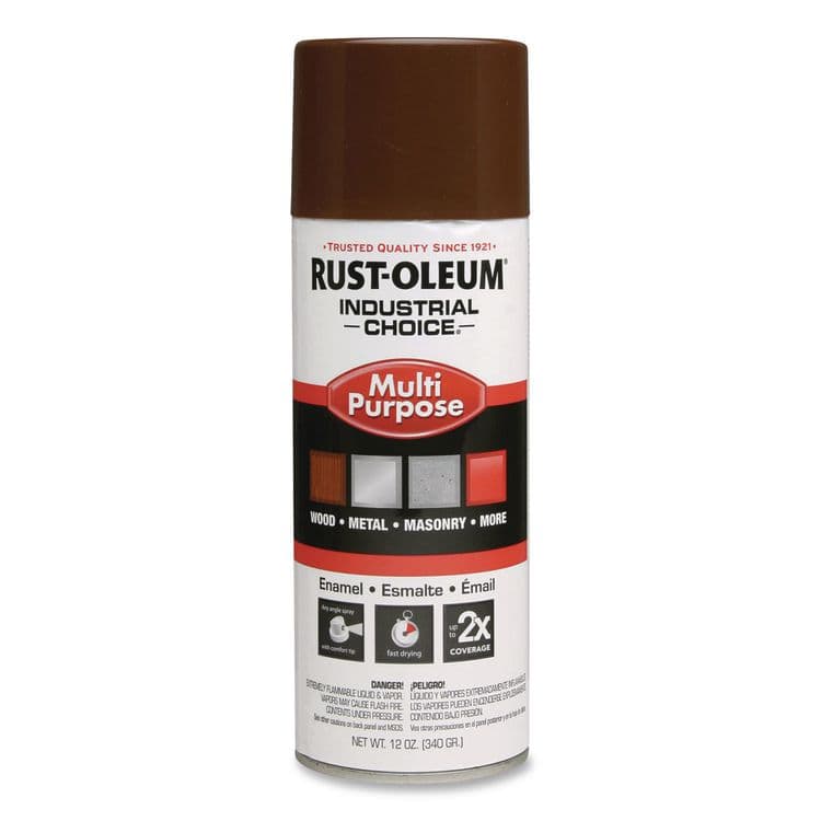 RUST-OLEUM CORPORATION Industrial Choice 1600 System Multi-Purpose Enamel Spray Paint, Gloss Brown, 12 oz Aerosol Can, 6/Carton (RST1674830)