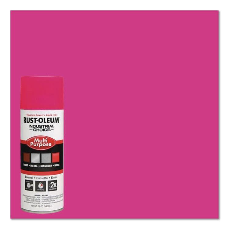 RUST-OLEUM CORPORATION Industrial Choice 1600 System Multi-Purpose Enamel Spray Paint, Gloss Fluorescent Pink, 12 oz Aerosol Can, 6/Carton (RST1659830) thumbnail 3
