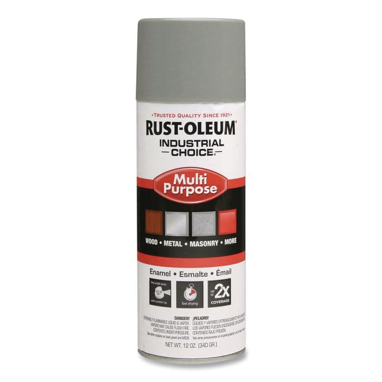 RUST-OLEUM CORPORATION Industrial Choice 1600 System Multi-Purpose Enamel Spray Paint, Gloss Dove Gray, 12 oz Aerosol Can, 6/Carton (RST1684830)