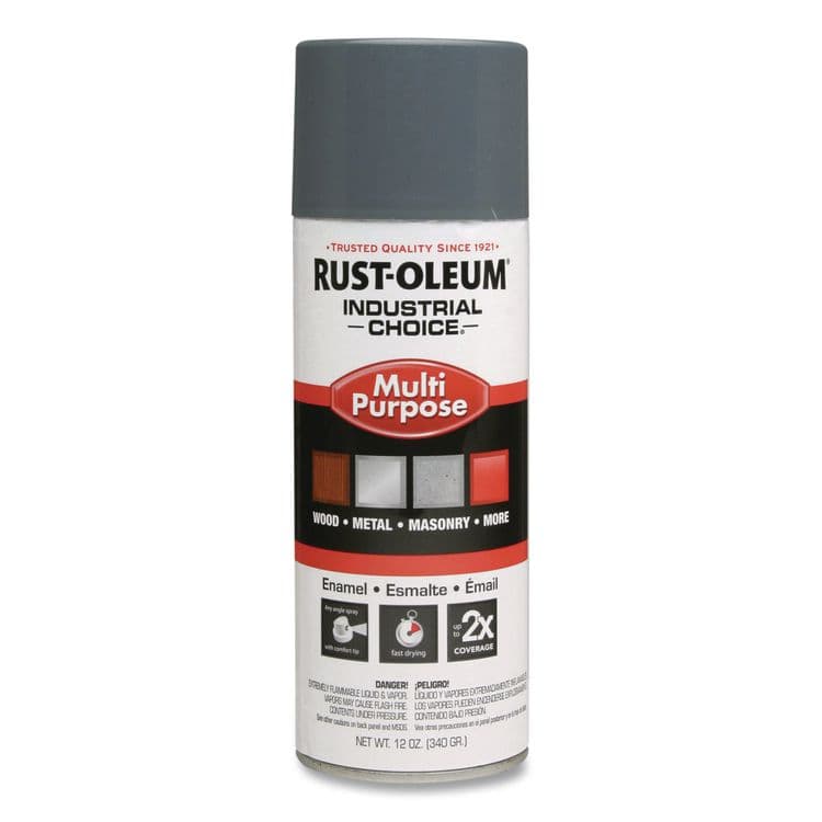 RUST-OLEUM CORPORATION Industrial Choice 1600 System Multi-Purpose Enamel Spray Paint, Gloss Universal Gray, 12 oz Aerosol Can, 6/Carton (RST1686830V)