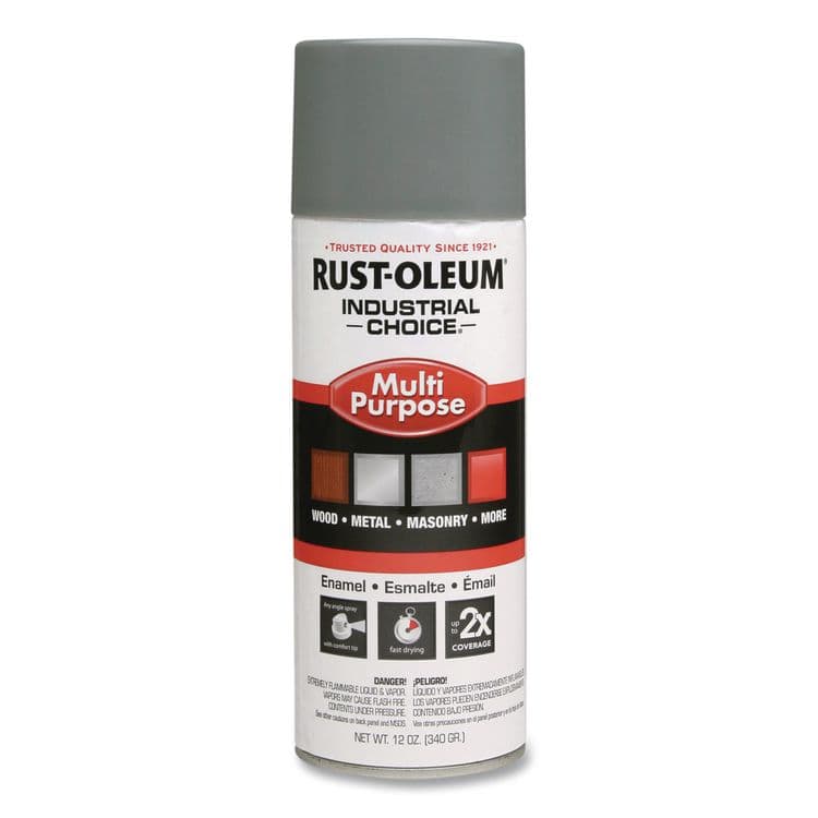RUST-OLEUM CORPORATION Industrial Choice 1600 System Multi-Purpose Enamel Spray Paint, Gloss Smoke Gray, 12 oz Aerosol Can, 6/Carton (RST1688830)