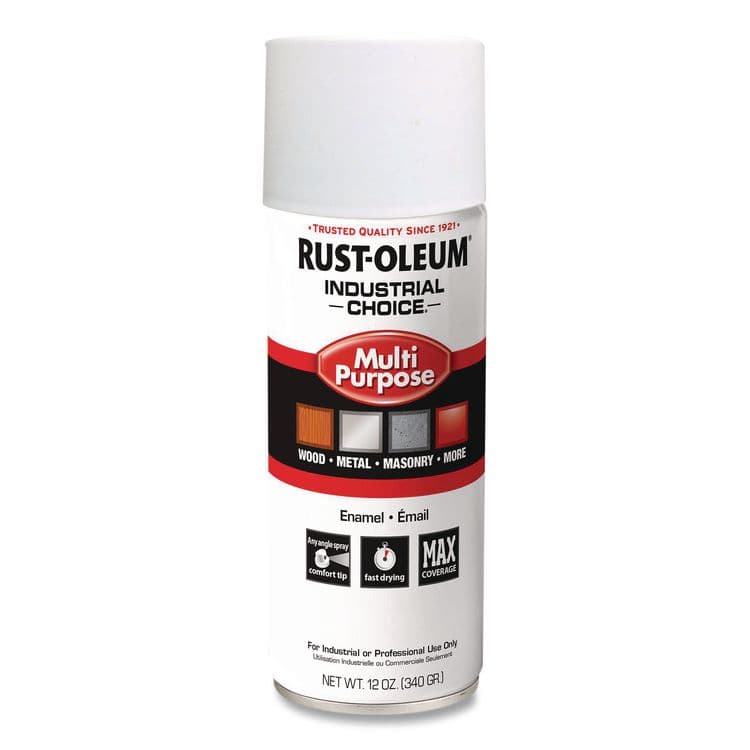 RUST-OLEUM CORPORATION Industrial Choice 1600 System Multi-Purpose Enamel Spray Paint, Flat White, 12 oz Aerosol Can, 6/Carton (RST1690830V)