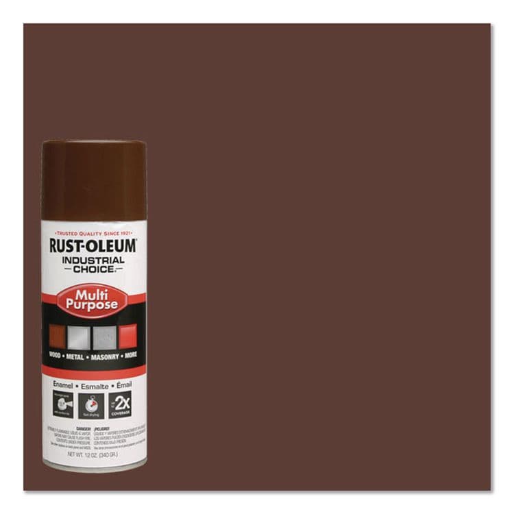 RUST-OLEUM CORPORATION Industrial Choice 1600 System Multi-Purpose Enamel Spray Paint, Gloss Brown, 12 oz Aerosol Can, 6/Carton (RST1674830) thumbnail 3
