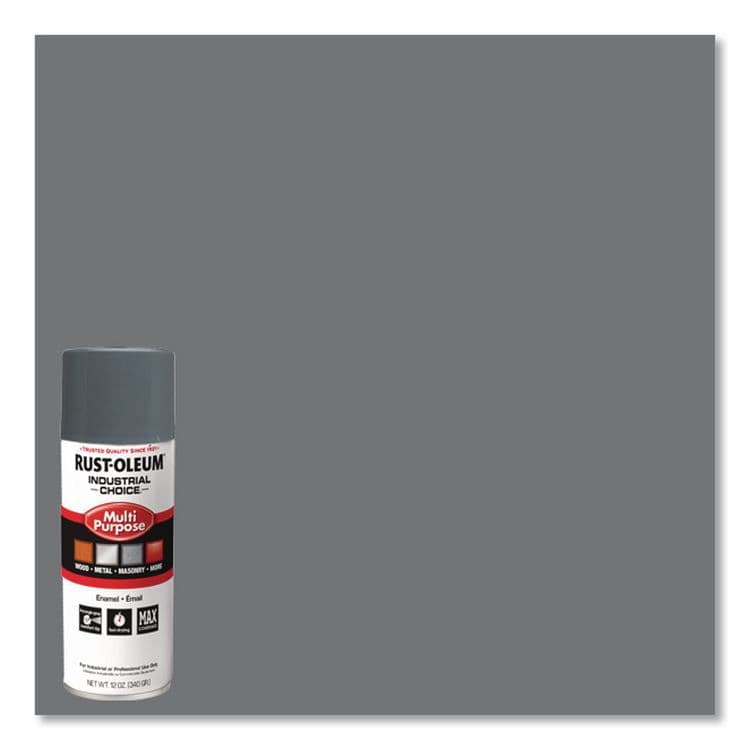 RUST-OLEUM CORPORATION Industrial Choice 1600 System Multi-Purpose Enamel Spray Paint, Gloss Universal Gray, 12 oz Aerosol Can, 6/Carton (RST1686830V) thumbnail 3