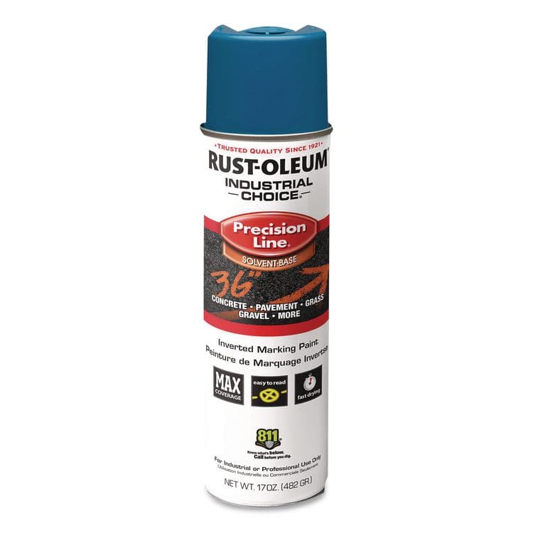 RUST-OLEUM CORPORATION Industrial Choice M1600 System Solvent-Based Precision Line Marking Paint, Flat Blue, 17 oz Aerosol Can, 12/Carton (RST203022V)