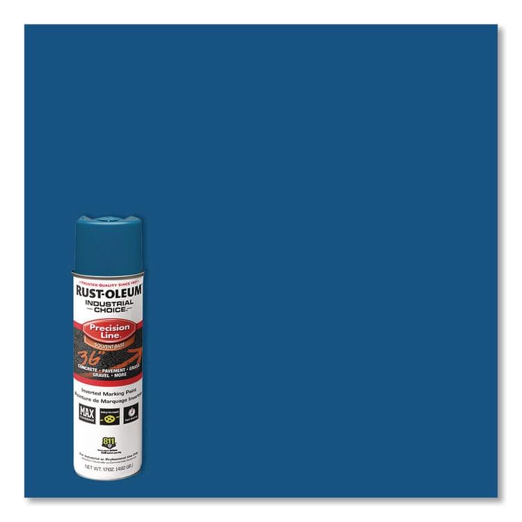 RUST-OLEUM CORPORATION Industrial Choice M1600 System Solvent-Based Precision Line Marking Paint, Flat Blue, 17 oz Aerosol Can, 12/Carton (RST203022V) thumbnail 3