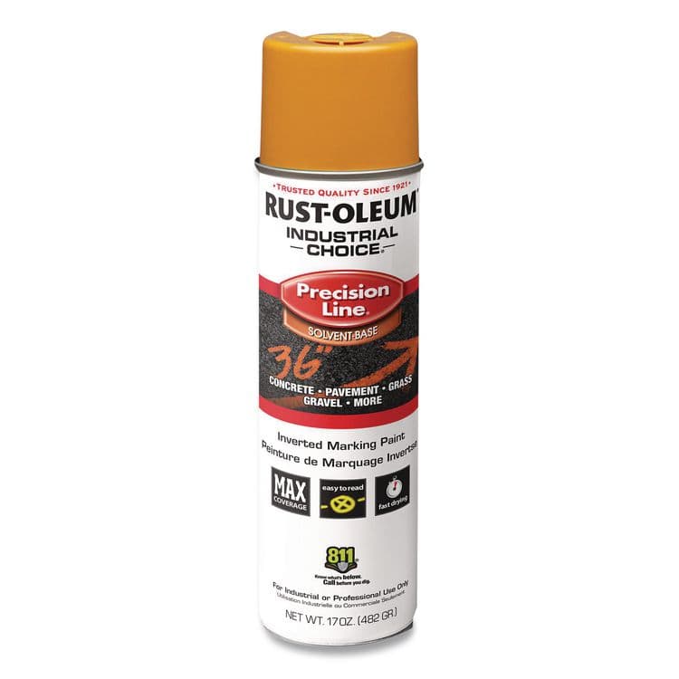 RUST-OLEUM CORPORATION Industrial Choice M1600 System Solvent-Based Precision Line Marking Paint, Flat Yellow, 17 oz Aerosol Can, 12/Carton (RST203024V)