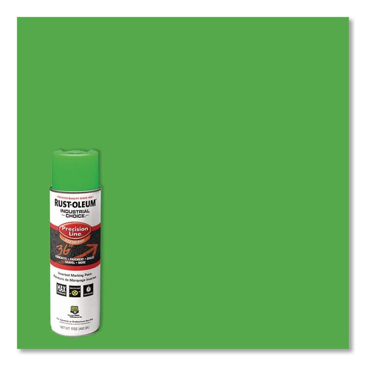 RUST-OLEUM CORPORATION Industrial Choice M1600 System Solvent-Based Precision Line Marking Paint, Flat Fluorescent Green, 17 oz Aerosol Can, 12/CT (RST203023V) thumbnail 3