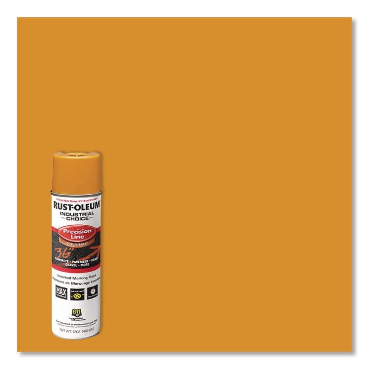 RUST-OLEUM CORPORATION Industrial Choice M1600 System Solvent-Based Precision Line Marking Paint, Flat Yellow, 17 oz Aerosol Can, 12/Carton (RST203024V) thumbnail 3