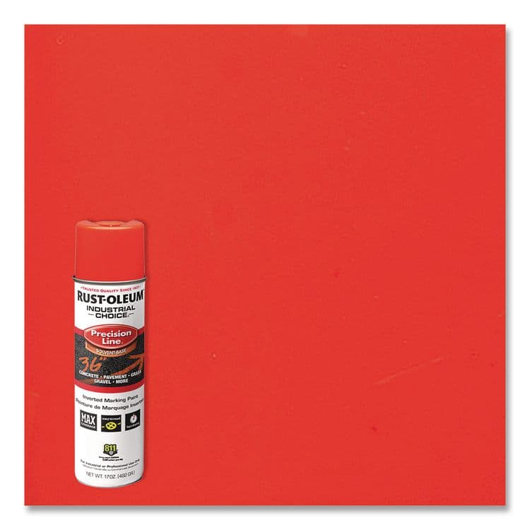 RUST-OLEUM CORPORATION Industrial Choice M1600 System Solvent-Based Precision Line Marking Paint, Flat Fluorescent Red-Orange,17oz Aerosol Can,12/CT (RST203028V) thumbnail 3