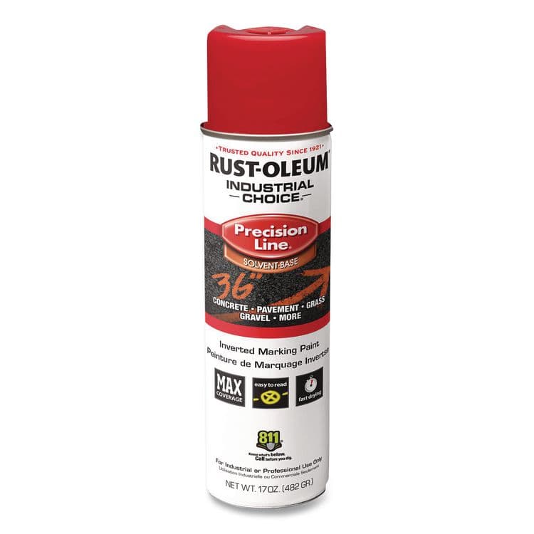 RUST-OLEUM CORPORATION Industrial Choice M1600 System Solvent-Based Precision Line Marking Paint, Flat Red, 17 oz Aerosol Can, 12/Carton (RST203029V)