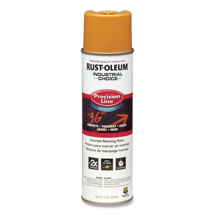 RUST-OLEUM CORPORATION Industrial Choice M1800 System Water-Based Precision Line Marking Paint, Gloss Yellow, 17 oz Aerosol Can, 12/Carton (RST203033)