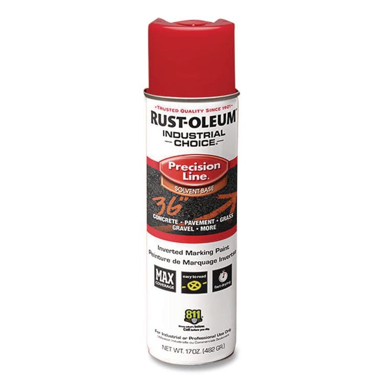 RUST-OLEUM CORPORATION Industrial Choice M1600 System Solvent-Based Precision Line Marking Paint, Flat Red, 17 oz Aerosol Can, 12/Carton (RST203029V) thumbnail 3