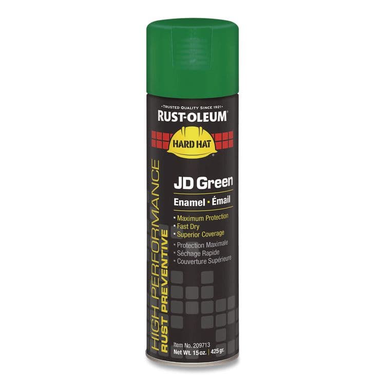 RUST-OLEUM CORPORATION Hard Hat High Performance V2100 System Rust Preventive Enamel Spray Paint, Gloss John Deere Green,15 oz Aerosol Can, 6/Carton (RST209713)