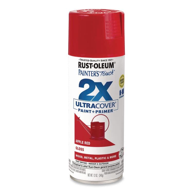RUST-OLEUM CORPORATION Painter's Touch 2X Ultra Cover Spray Paint, Gloss Apple Red, 12 oz Aerosol Can, 6/Carton (RST334024)