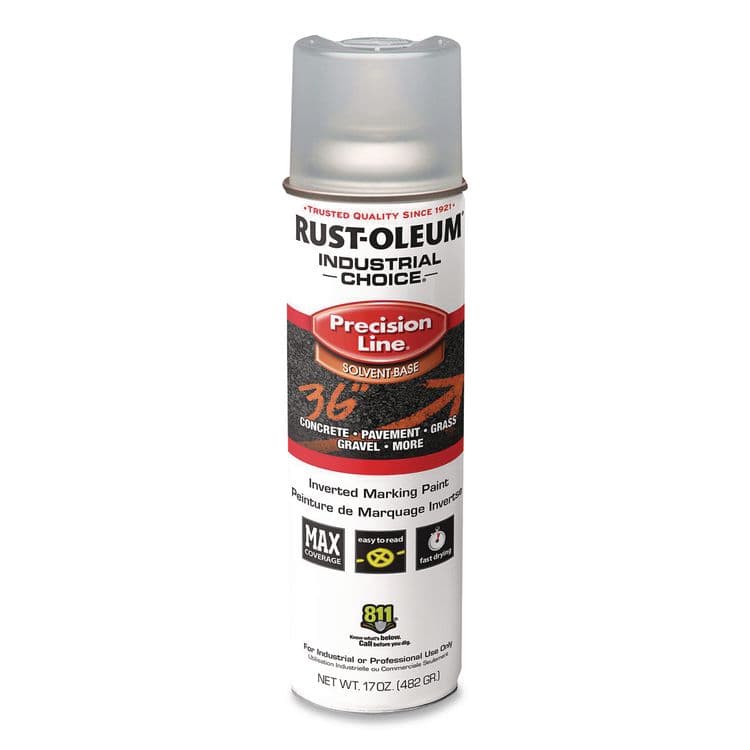 RUST-OLEUM CORPORATION Industrial Choice M1600 System Solvent-Based Precision Line Marking Paint, Flat Clear, 17 oz Aerosol Can, 12/Carton (RST1601838V)