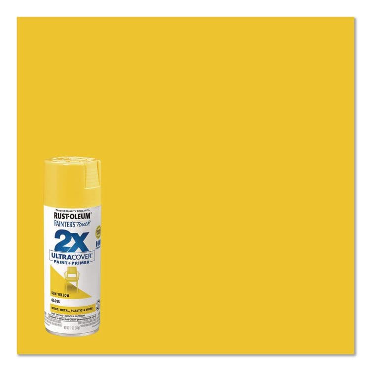 RUST-OLEUM CORPORATION Painter's Touch 2X Ultra Cover Spray Paint, Gloss Sun Yellow, 12 oz Aerosol Can, 6/Carton (RST334046) thumbnail 3