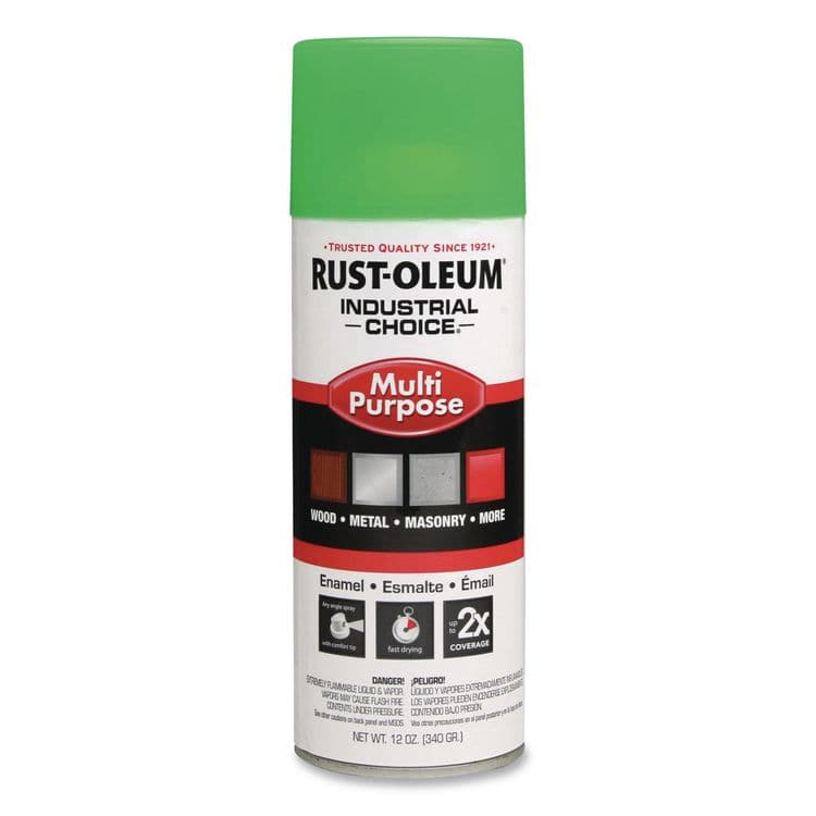 RUST-OLEUM CORPORATION Industrial Choice 1600 System Multi-Purpose Enamel Spray Paint, Flat Green, 12 oz Aerosol Can, 6/Carton (RST1632830)