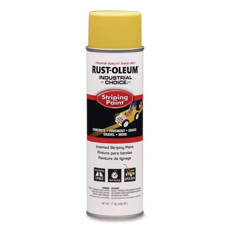 RUST-OLEUM CORPORATION Industrial Choice S1600 System Inverted Striping Paint, Flat Yellow, 18 oz Aerosol Can, 6/Carton (RST1648838V)