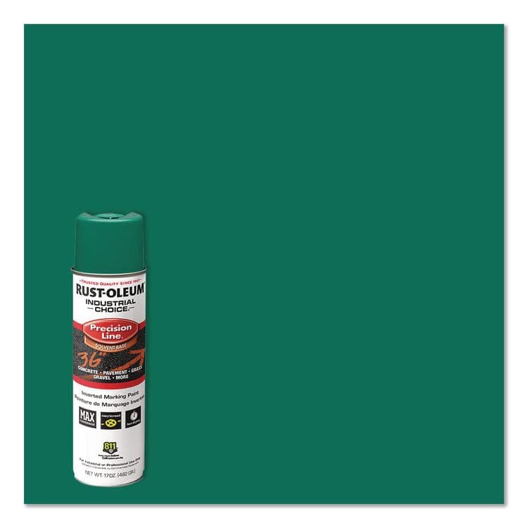 RUST-OLEUM CORPORATION Industrial Choice M1600 System Solvent-Based Precision Line Marking Paint, Flat Green, 17 oz Aerosol Can, 12/Carton (RST1634838V) thumbnail 3