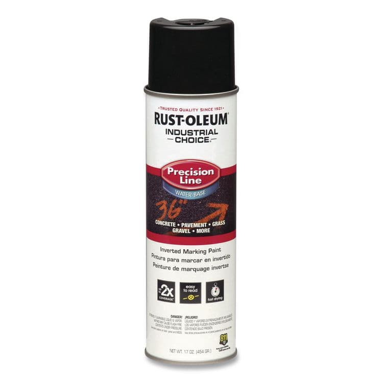 RUST-OLEUM CORPORATION Industrial Choice M1800 System Water-Based Precision Line Marking Paint, Gloss Black, 17 oz Aerosol Can, 12/Carton (RST1875838)