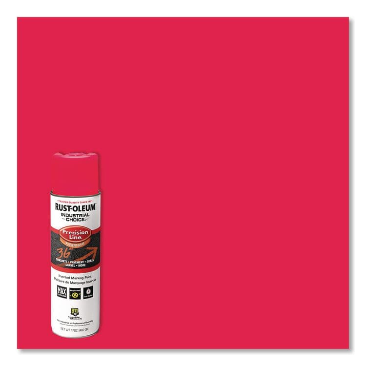 RUST-OLEUM CORPORATION Industrial Choice M1600 System Solvent-Based Precision Line Marking Paint, Flat Fluorescent Pink, 17 oz Aerosol Can,12/Carton (RST1661838V) thumbnail 3
