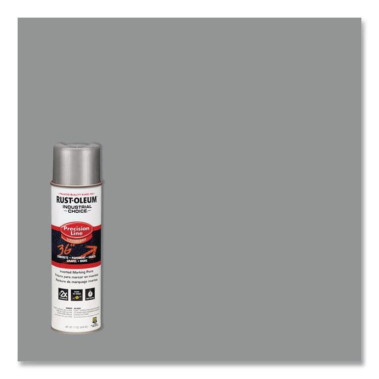 RUST-OLEUM CORPORATION Industrial Choice M1600 System Solvent-Based Precision Line Marking Paint, Flat Silver, 17 oz Aerosol Can, 12/Carton (RST239007) thumbnail 3