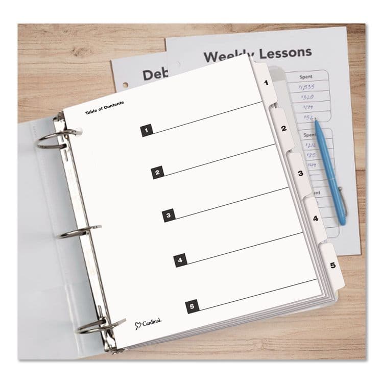 CARDINAL BRANDS . OneStep Printable Table of Contents and Dividers, 5-Tab, 1 to 5, 11 x 8.5, White, White Tabs, 1 Set (CRD60513) thumbnail 3