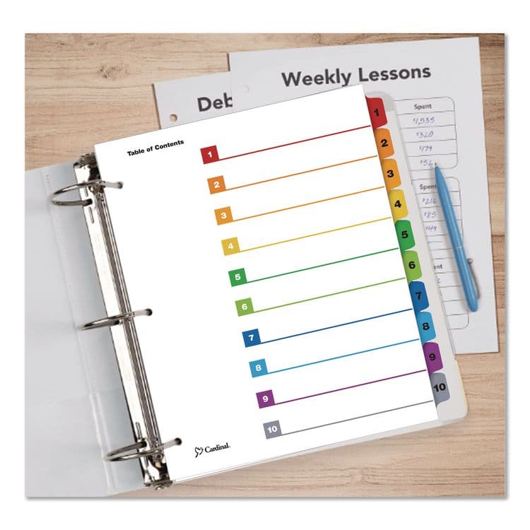 CARDINAL BRANDS . OneStep Printable Table of Contents and Dividers, 10-Tab, 1 to 10, 11 x 8.5, White, Assorted Tabs, 1 Set (CRD61018) thumbnail 4