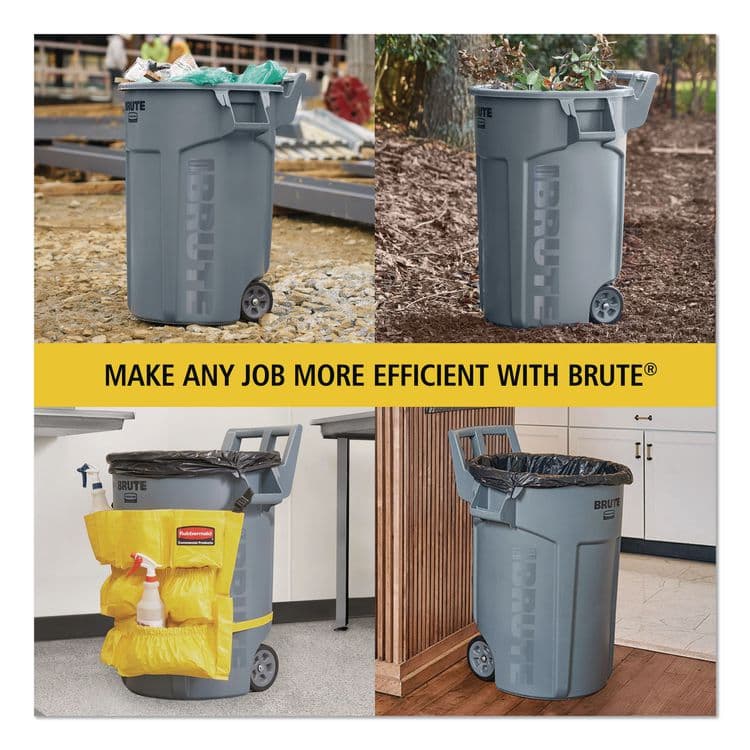 RUBBERMAID COMMERCIAL PROD. Vented Wheeled BRUTE Container, 32 gal, Plastic, Gray (RCP2179403) thumbnail 3