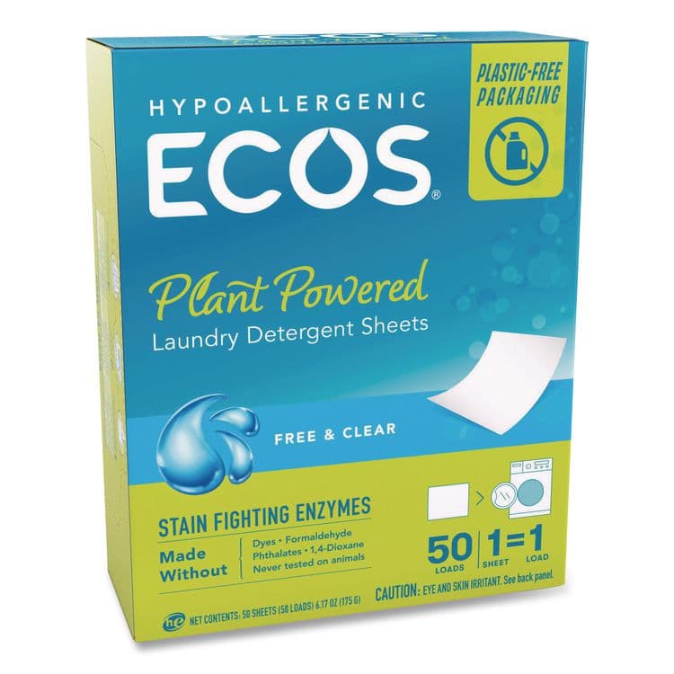 EARTH FRIENDLY PRODUCTS Liquidless Laundry Detergent Sheets, Free and Clear, 50 Sheets/Box (EOP953710EA)