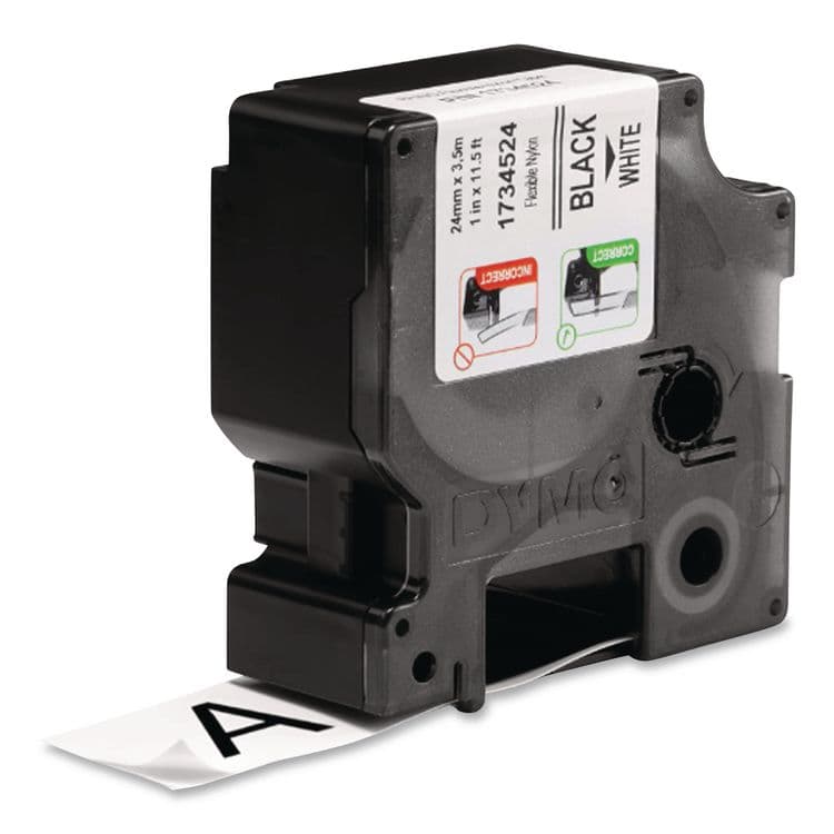 DYMO Rhino Flexible Nylon Industrial Label Tape, 1" x 11.5 ft, White/Black Print (DYM1734524) thumbnail 3