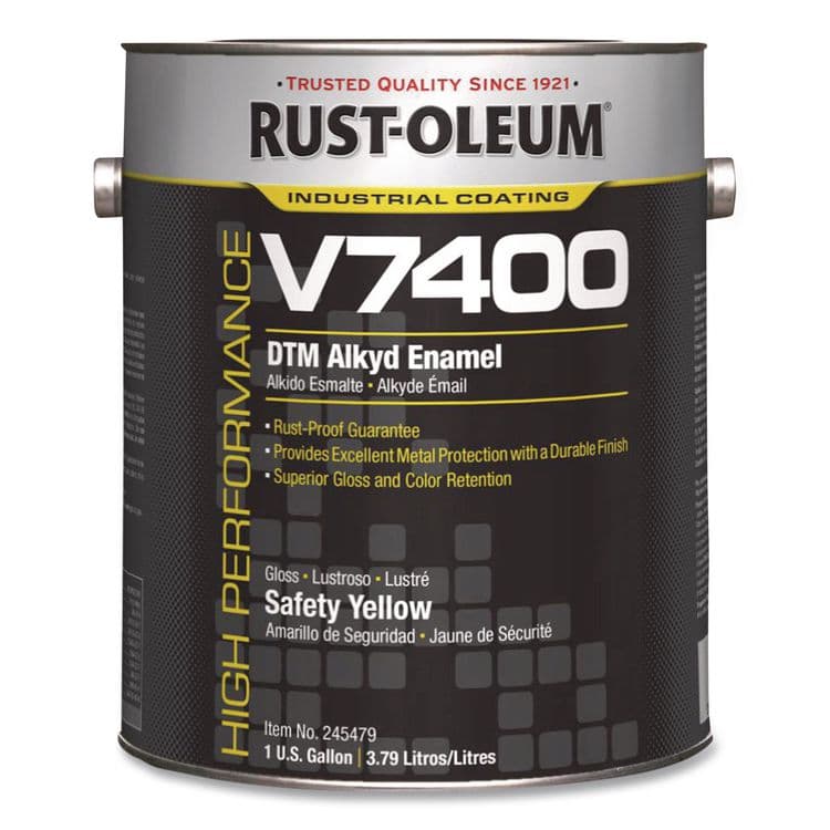 RUST-OLEUM CORPORATION High Performance V7400 System 340 Low VOC DTM Alkyd Enamel Paint, Gloss Safety Yellow, 1 gal Bucket/Pail, 2/Carton (RST245479)