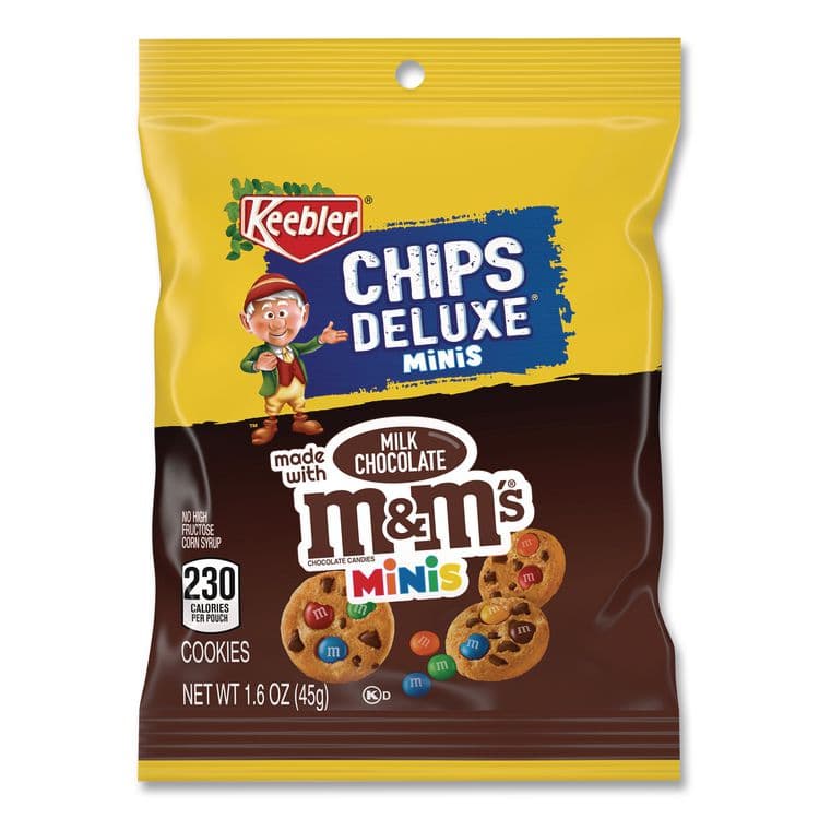 KELLOGG'S Mini Cookie Snack Packs, Chocolate Chip/M and Ms, 1.6 oz. Pouch, 30 Pouches/Carton (GRR20900466) thumbnail 2